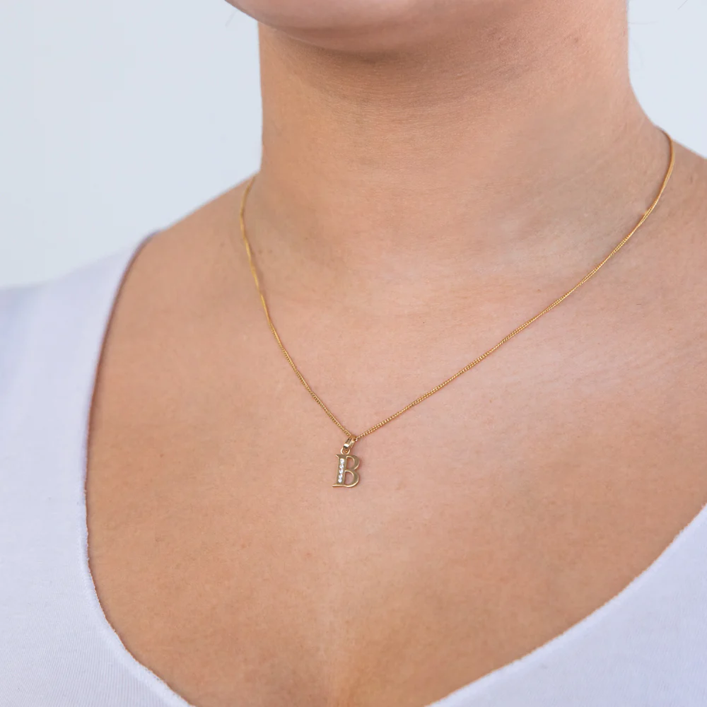 9ct Yellow Gold Initial B Zirconia Pendant - Image 2