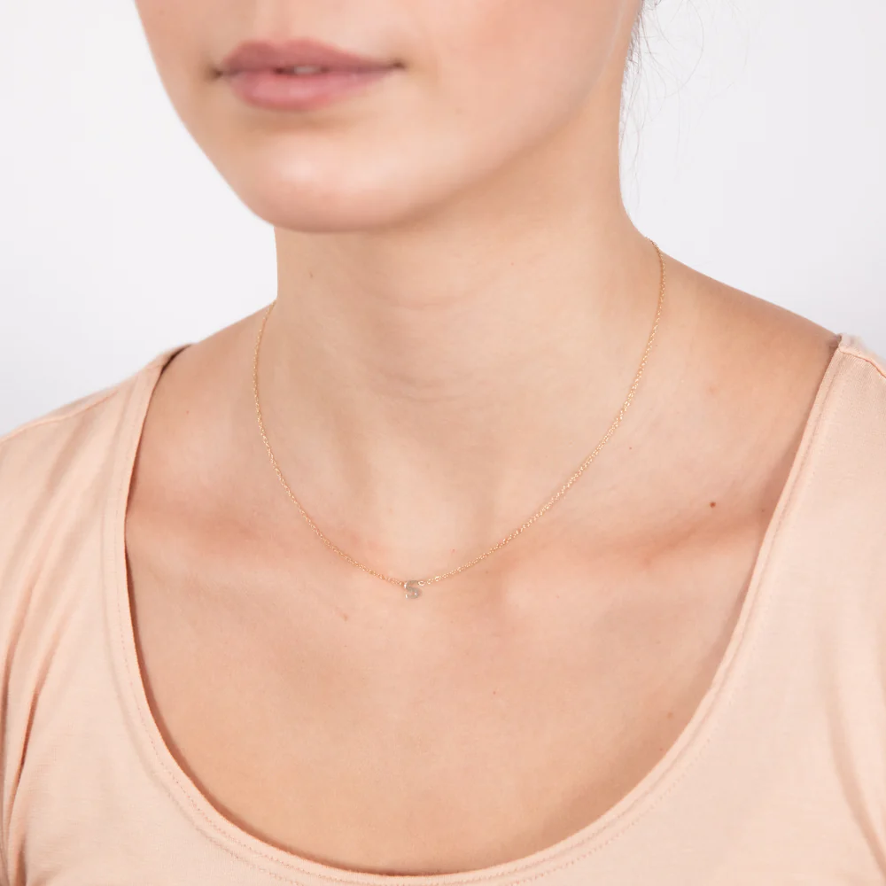 9ct Yellow Gold Initial "S" Pendant On Chain - Image 2