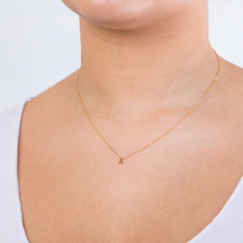 9ct Yellow Gold Initial "X" Pendant on 43cm Chain - Image 2
