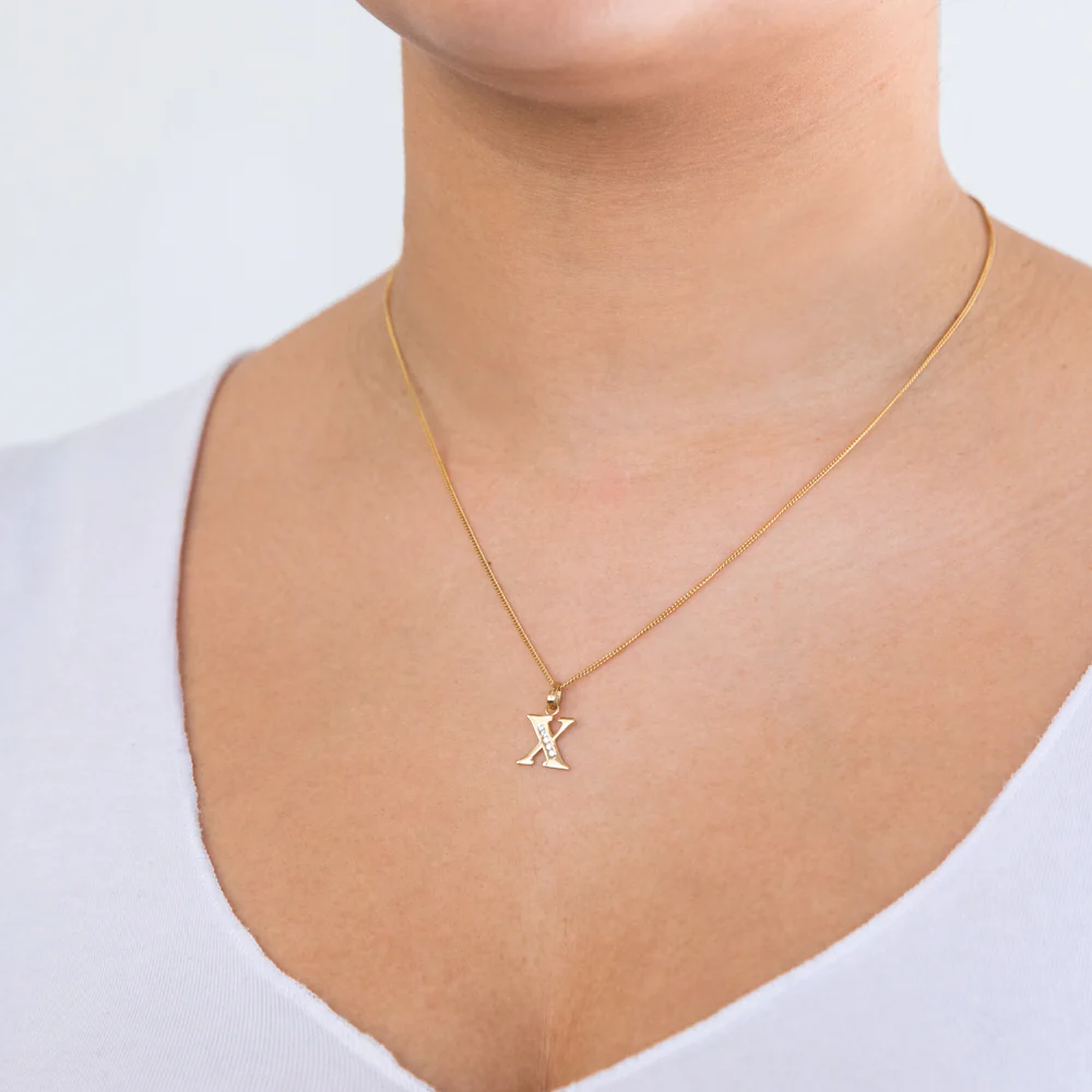 9ct Yellow Gold Initial X Zirconia Pendant - Image 2