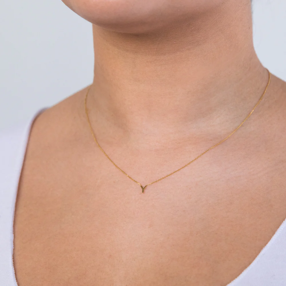 9ct Yellow Gold Initial "Y" Pendant on 43cm Chain - Image 2