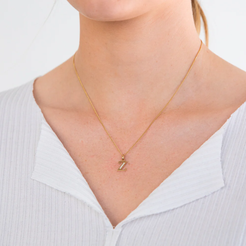 9ct Yellow Gold Initial Z Zirconia Pendant - Image 2