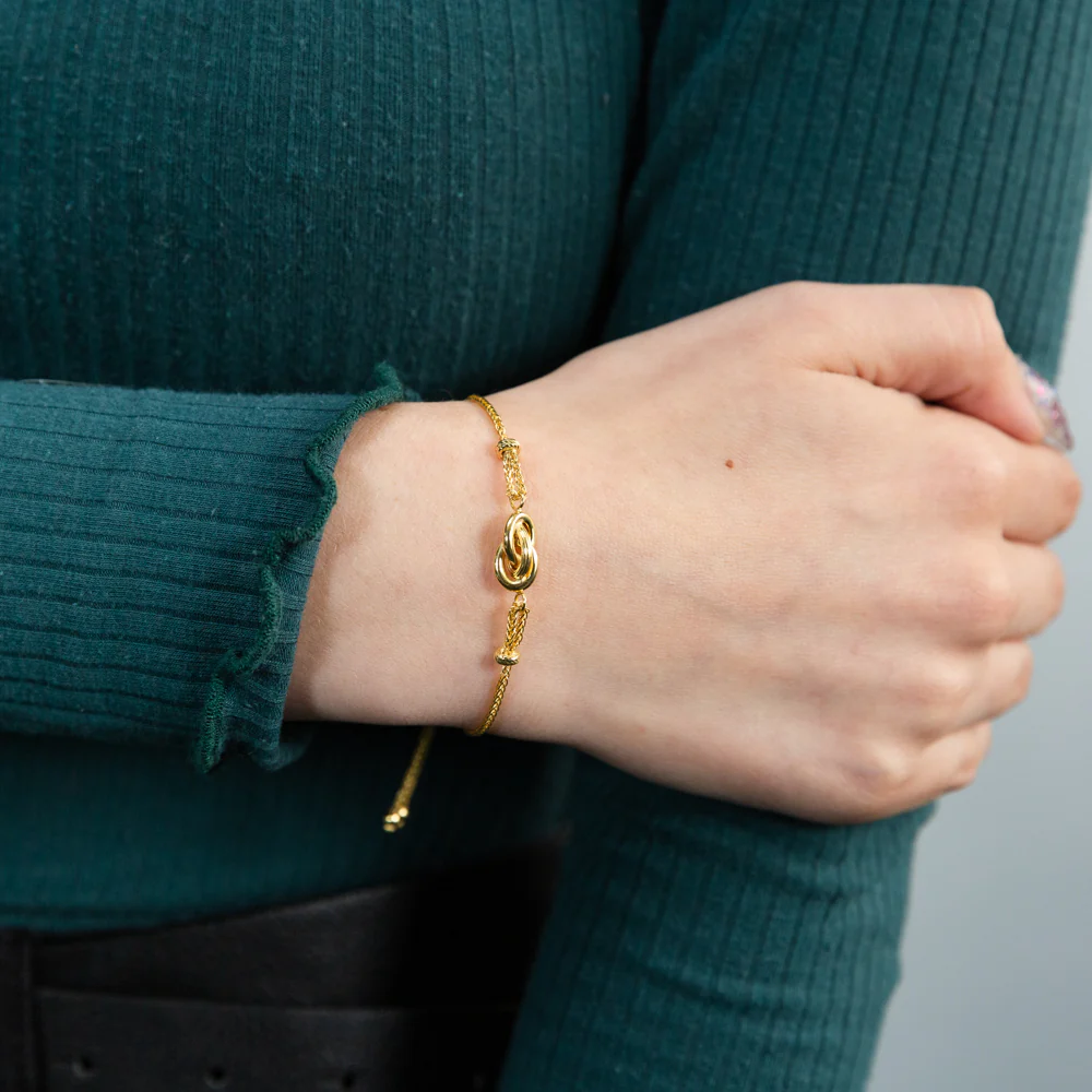 9ct Yellow Gold Knot Adjustable 23.5cm Bracelet - Image 2
