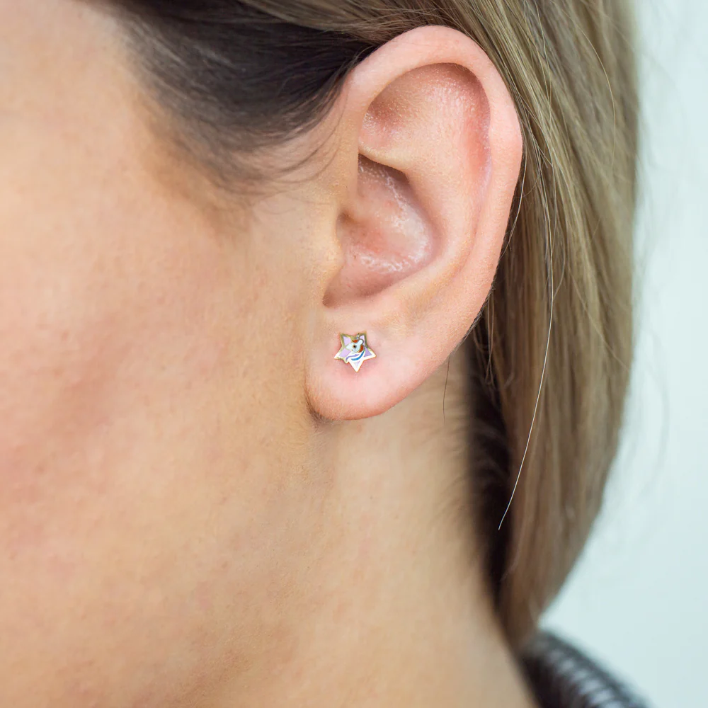 9ct Yellow Gold Lacquerized Star Stud Earrings - Image 2