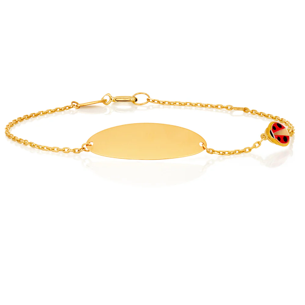 9ct Yellow Gold Ladybug 15cm ID Bracelet - Image 2