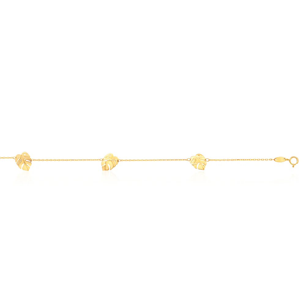 9ct Yellow Gold Leaf 19cm Bracelet - Image 2