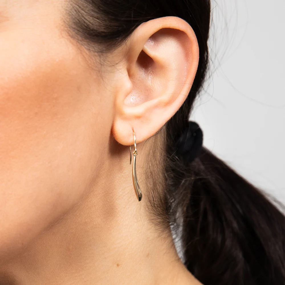 9ct Yellow Gold Light Conical Drop Earrings - Image 2