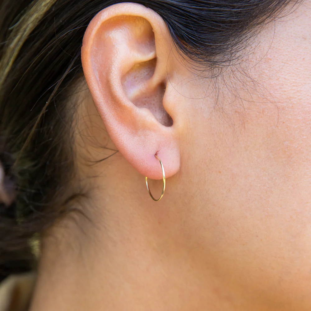 9ct Yellow Gold Lightweight 15mm Sleeper Earrings - Image 2