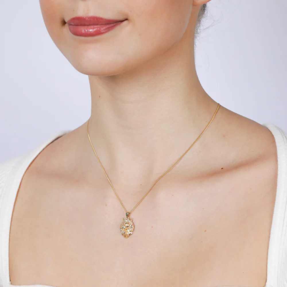 9ct Yellow Gold Lion Head Pendant - Image 2