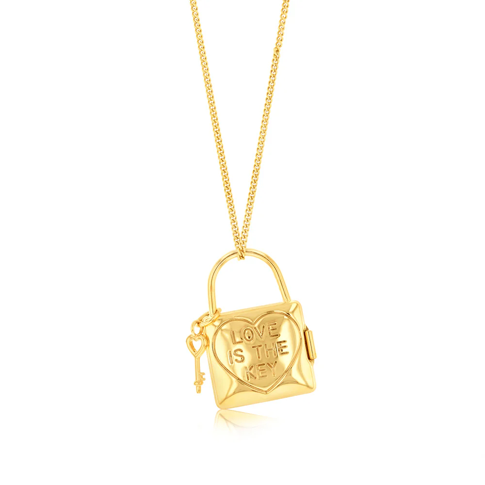 9ct Yellow Gold Lock And Key Locket Pendant - Image 2