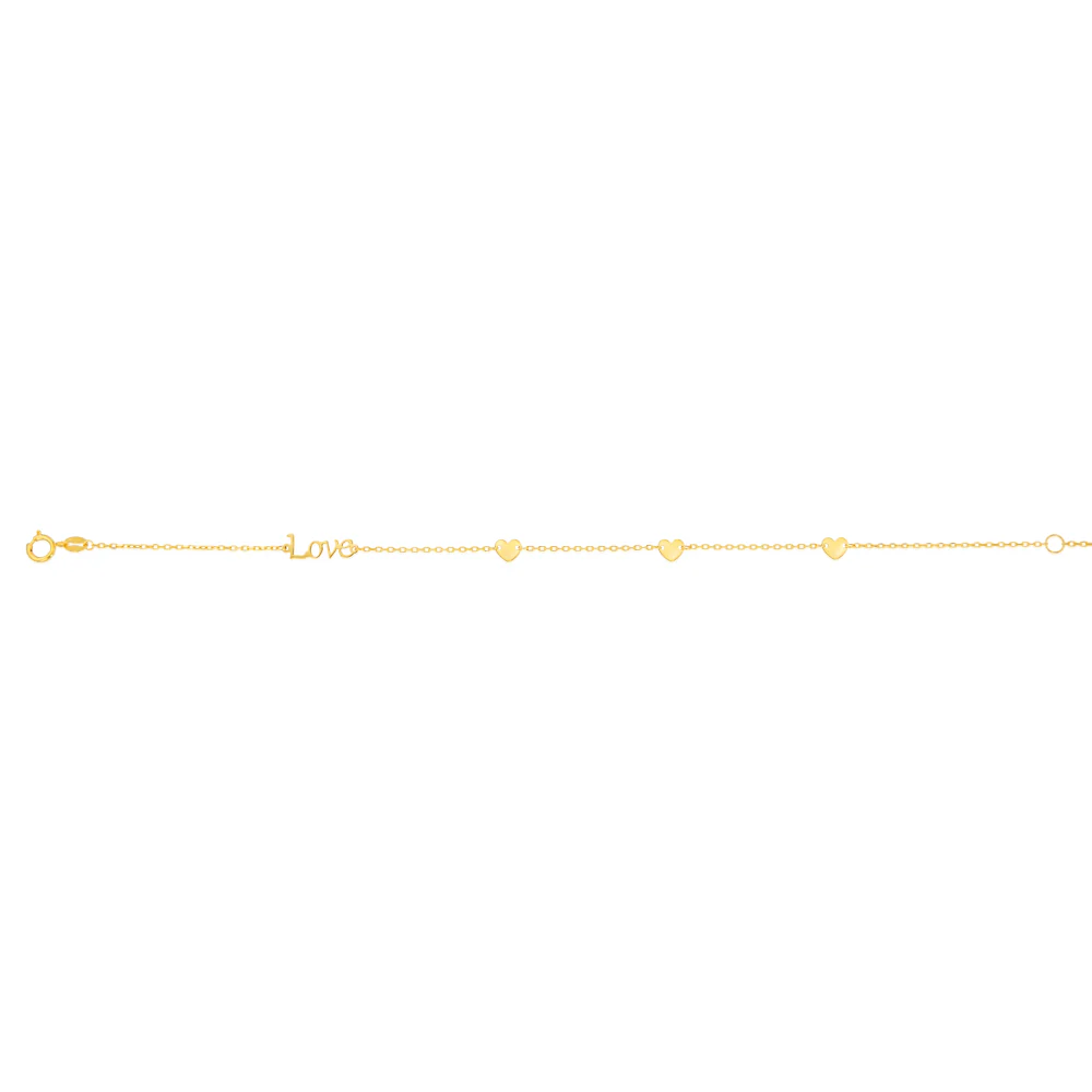 9ct Yellow Gold Love Heart 19cm Bracelet - Image 2