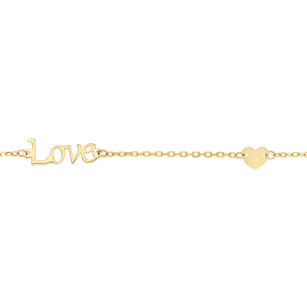 9ct Yellow Gold Love Heart 19cm Bracelet - Image 3