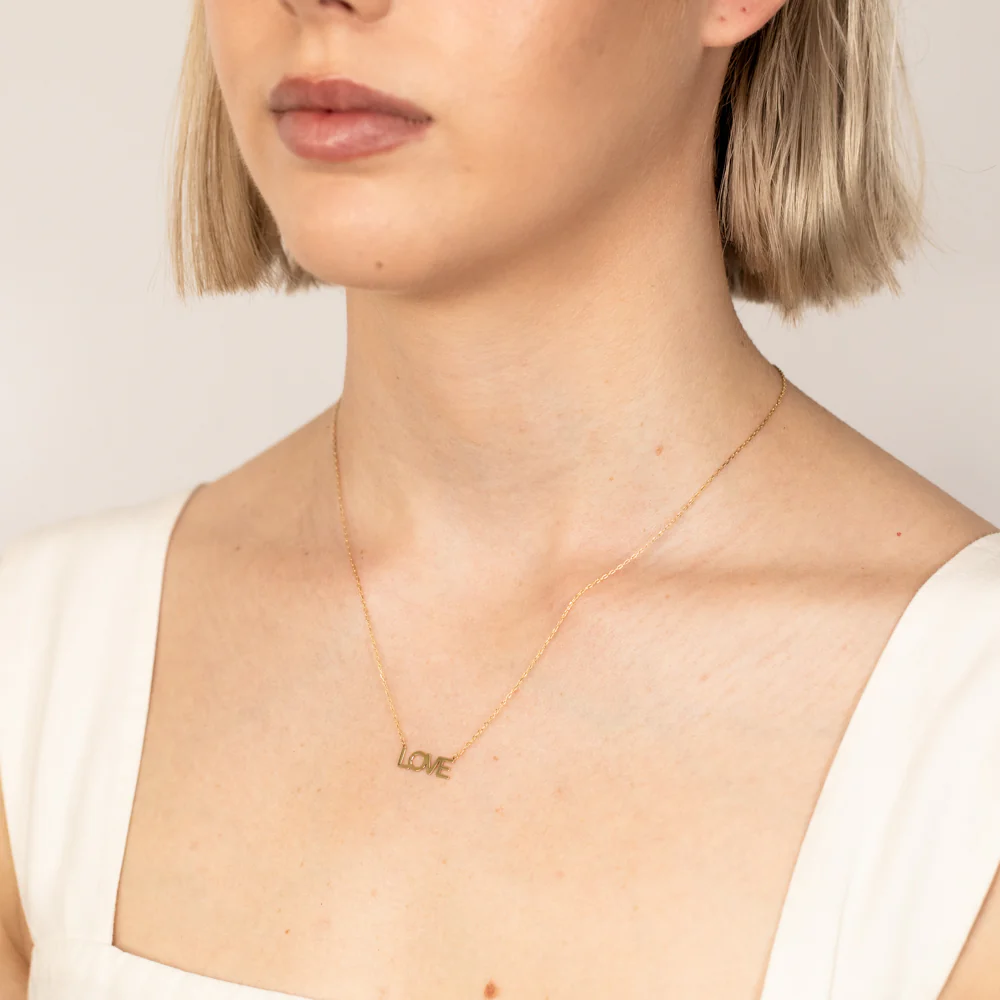 9ct Yellow Gold Love Pendant On Chain - Image 2