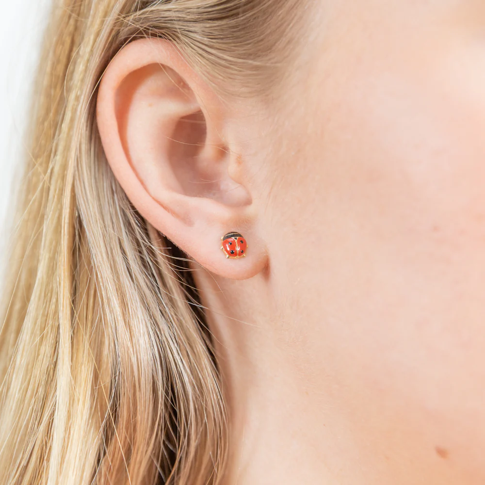 9ct Yellow Gold Lucky Ladybird Stud Earrings - Image 2