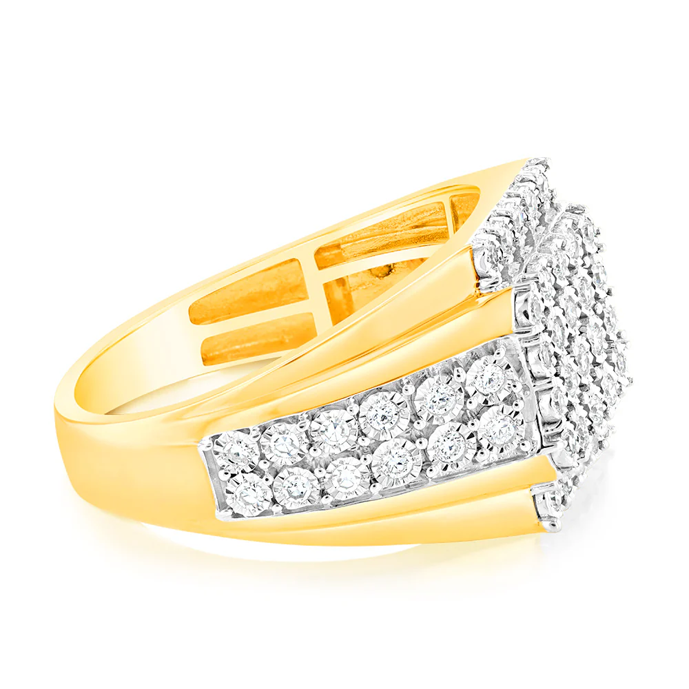 9ct Yellow Gold Luminesce Lab Grown Cluster Diamond Ring - Image 2