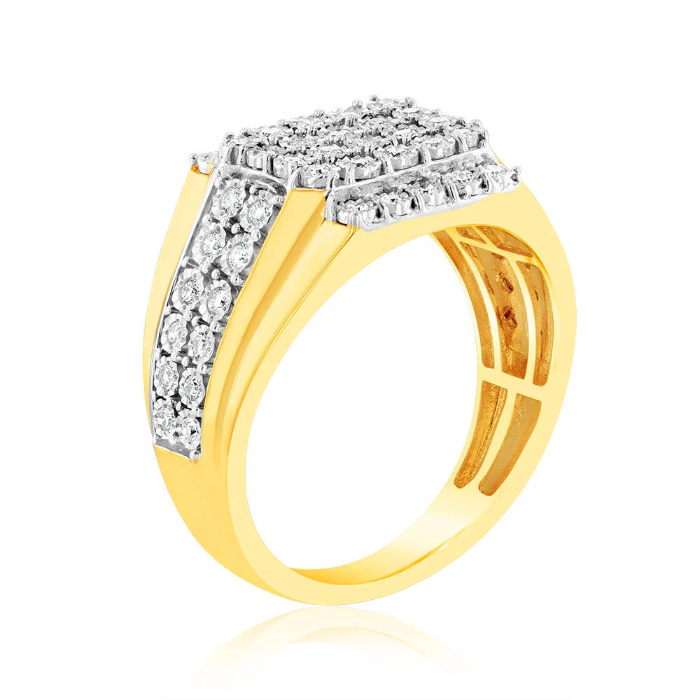 9ct Yellow Gold Luminesce Lab Grown Cluster Diamond Ring - Image 3