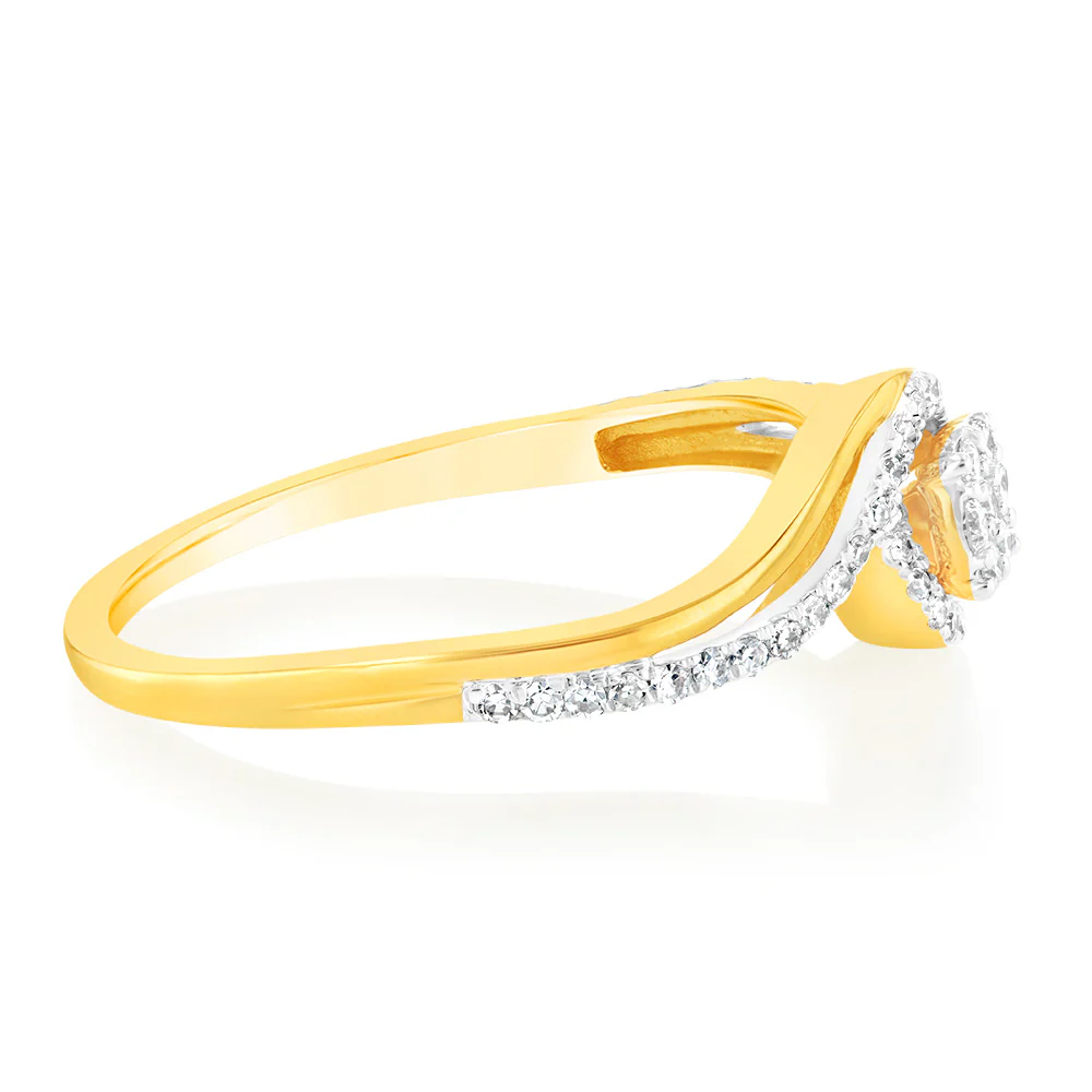 9ct Yellow Gold Luminesce Lab Grown Cluster Diamond Ring - Image 2