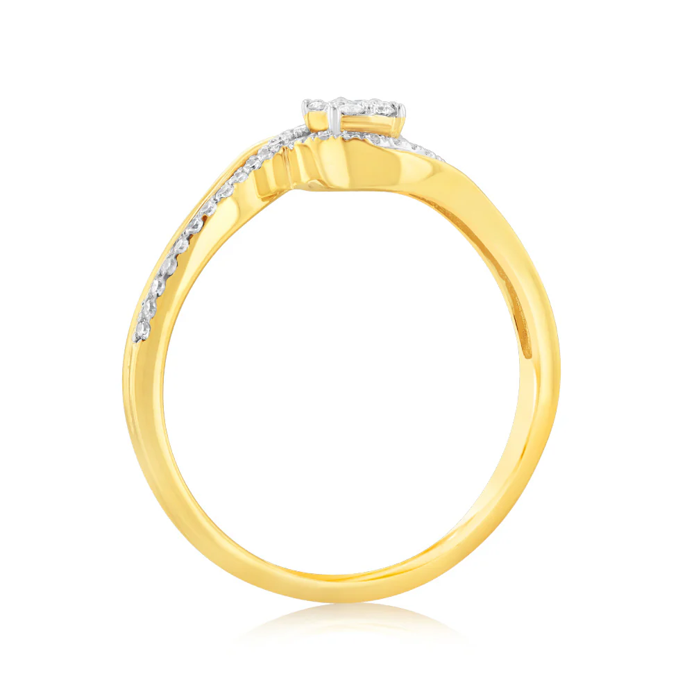 9ct Yellow Gold Luminesce Lab Grown Cluster Diamond Ring - Image 3