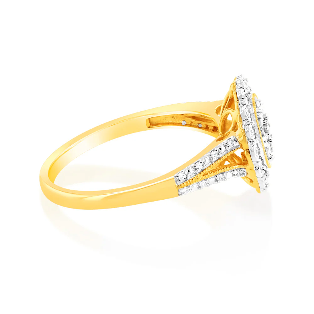 9ct Yellow Gold Luminesce Lab Grown Cluster Diamond Ring - Image 2