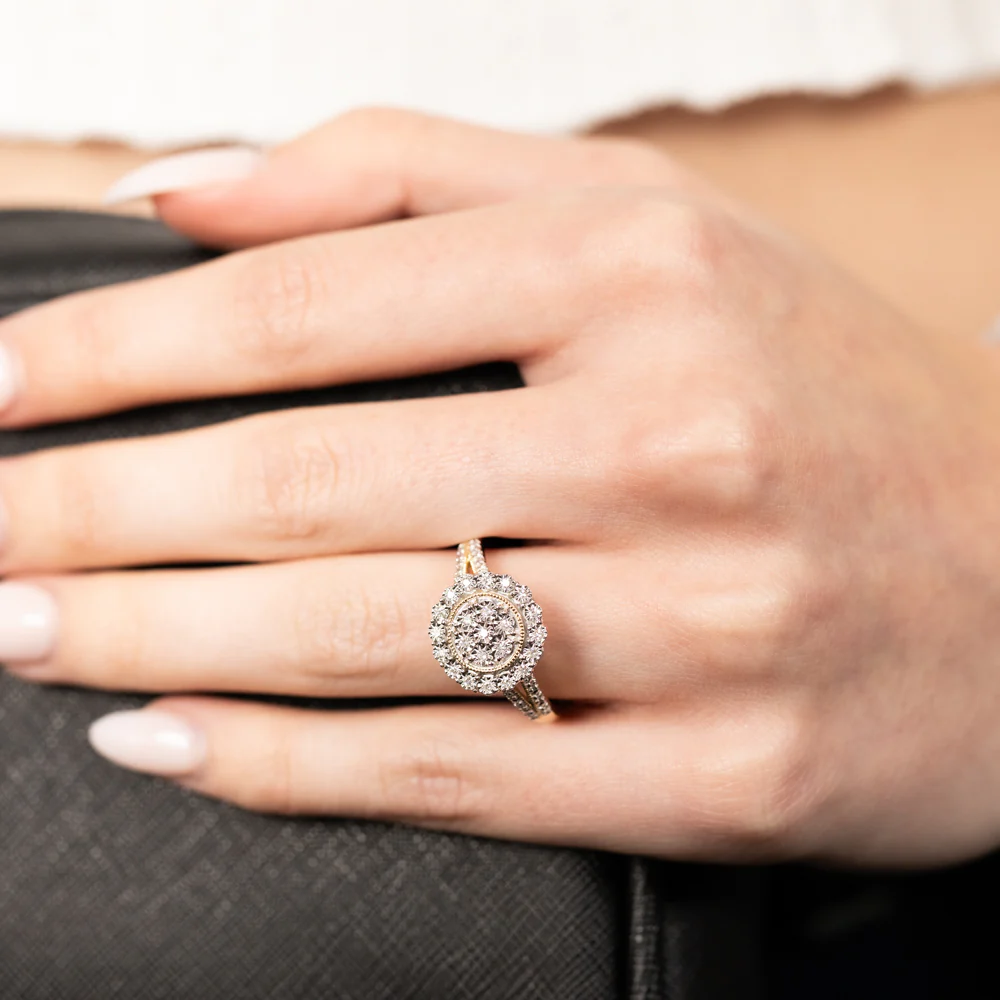 9ct Yellow Gold Luminesce Lab Grown Cluster Diamond Ring - Image 4