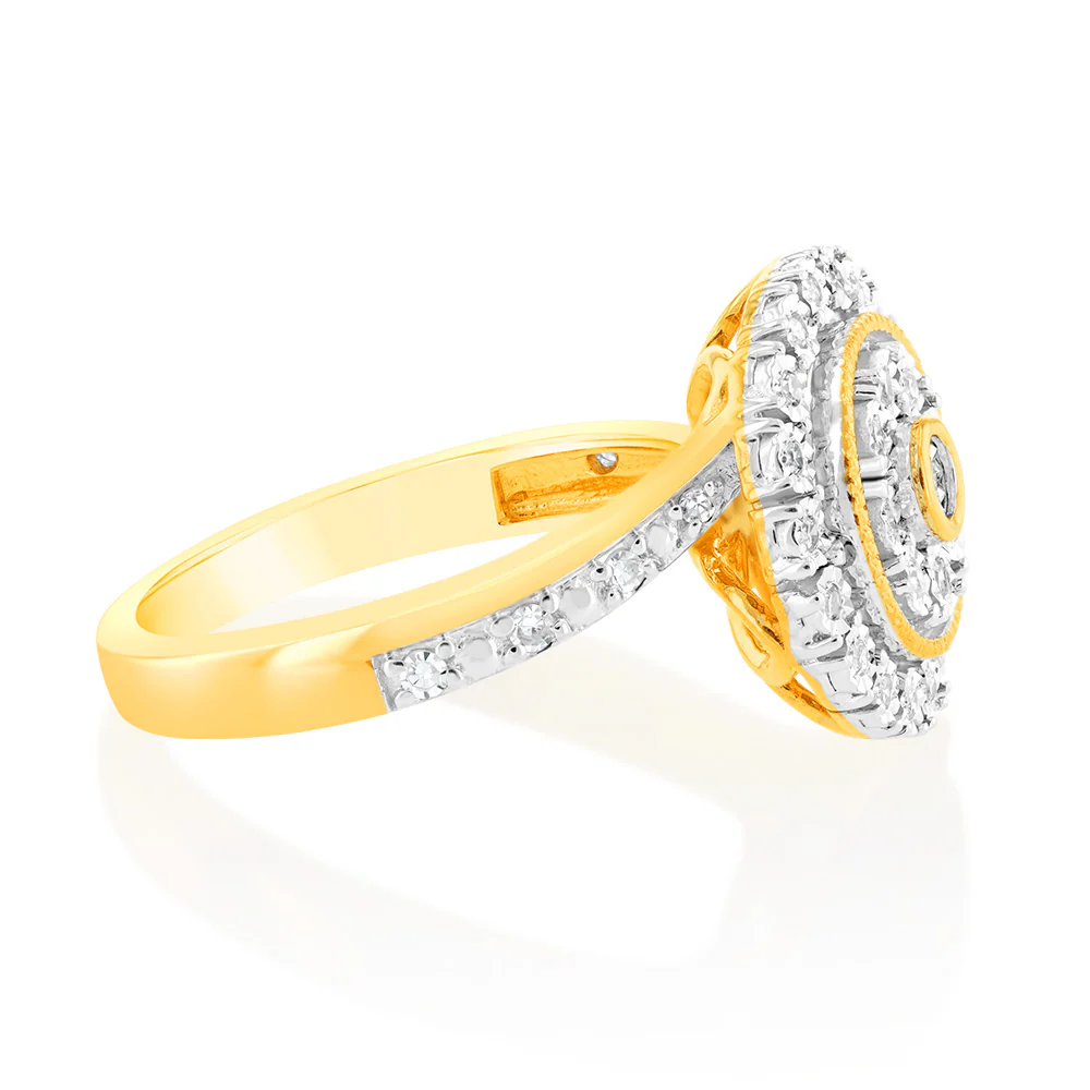 9ct Yellow Gold Luminesce Lab Grown Cluster Ring with 35 Brilliant Diamonds - Image 2