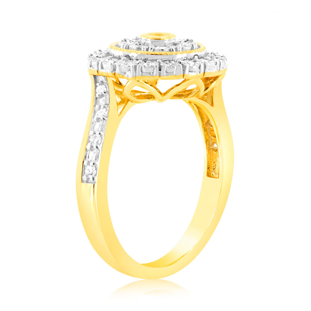 9ct Yellow Gold Luminesce Lab Grown Cluster Ring with 35 Brilliant Diamonds - Image 3
