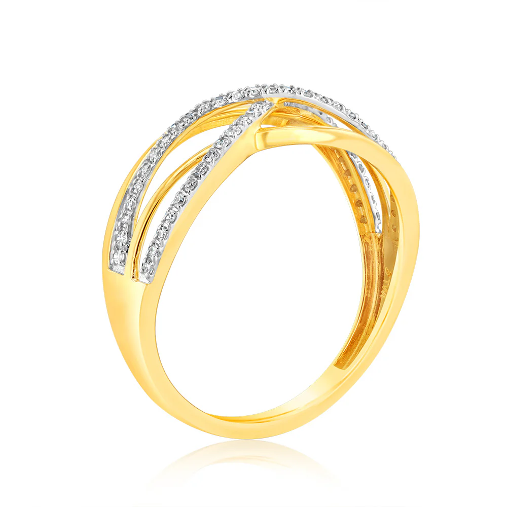 9ct Yellow Gold Luminesce Lab Grown Double Band Diamond Ring - Image 3