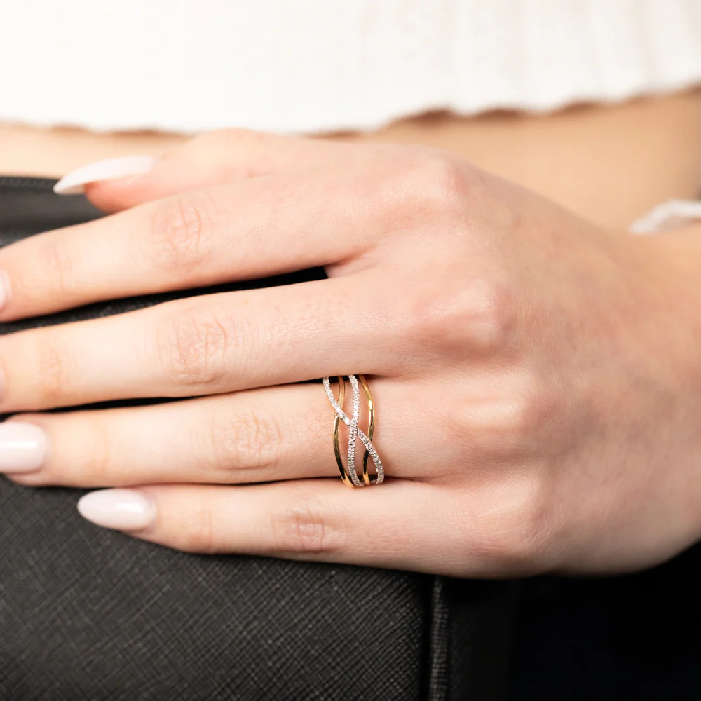 9ct Yellow Gold Luminesce Lab Grown Double Band Diamond Ring - Image 5