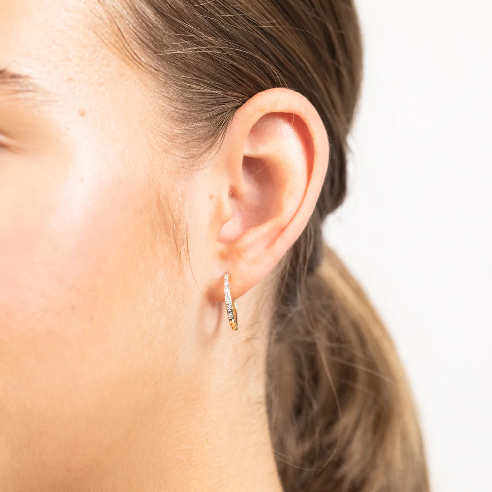 9ct Yellow Gold Luminesce Lab Grown Hoop Earring With 14 Brilliant Diamonds - Image 2