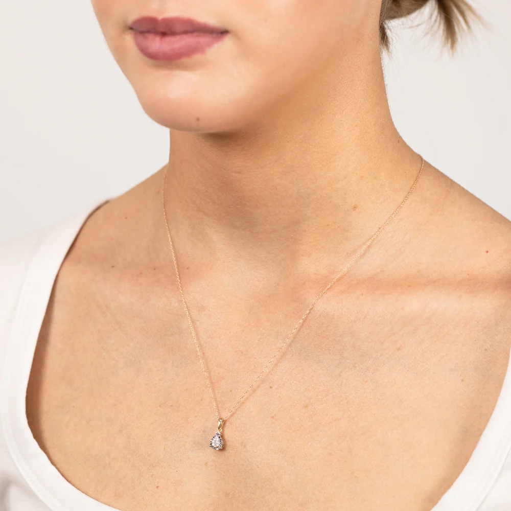 9ct Yellow Gold Luminesce Lab Grown Pear Shape Pendant - Image 2