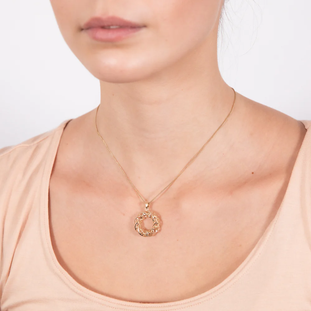 9ct Yellow Gold Mesh Circle Of Life Pendant - Image 2