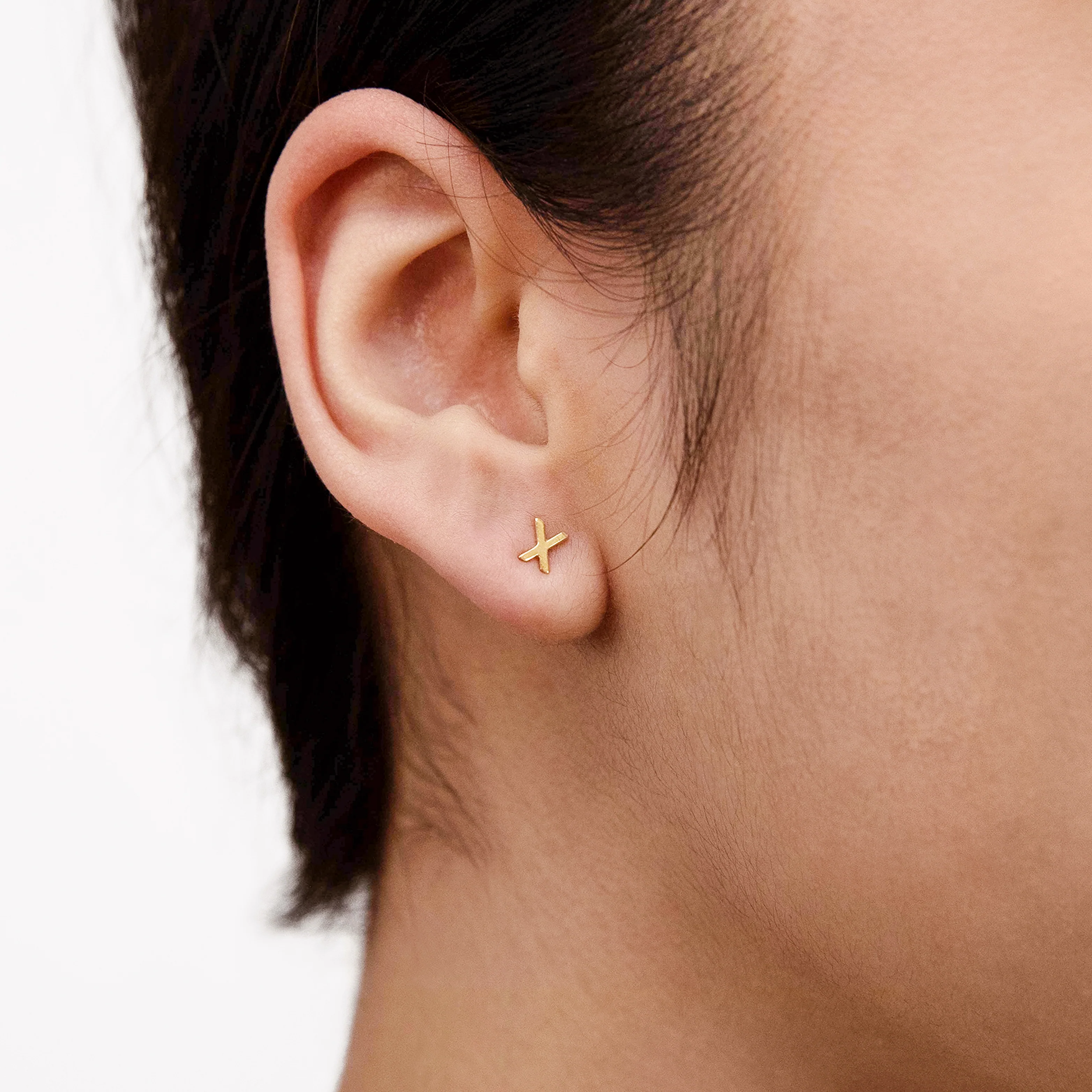 9ct Yellow Gold Mini Inital "X" Stud Earrings - Image 2