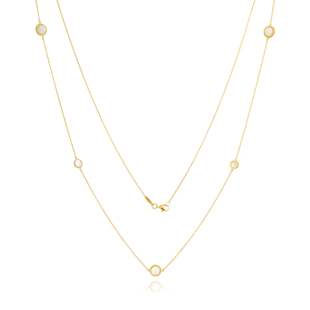 9ct Yellow Gold Mother of Pearl 80cm Fancy Chain - Image 2