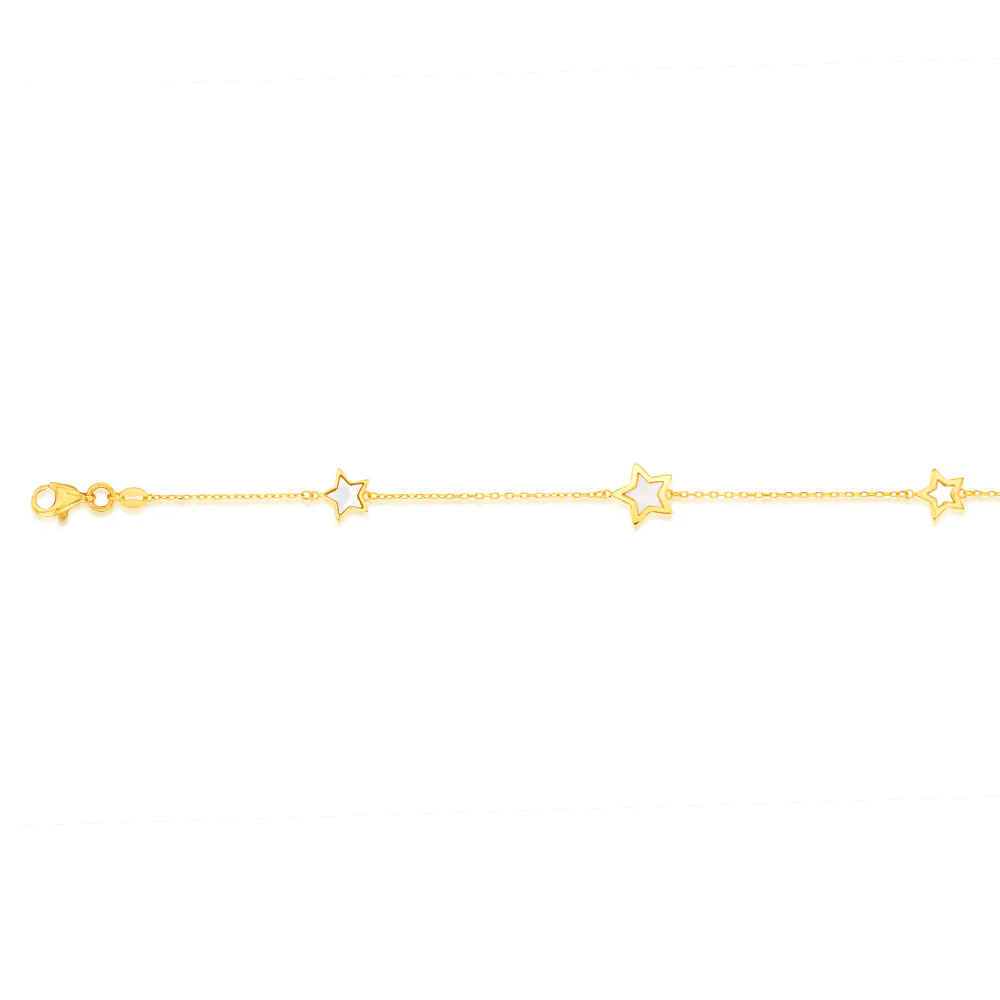 9ct Yellow Gold Mother Of Pearl Star 19cm Bracelet - Image 2