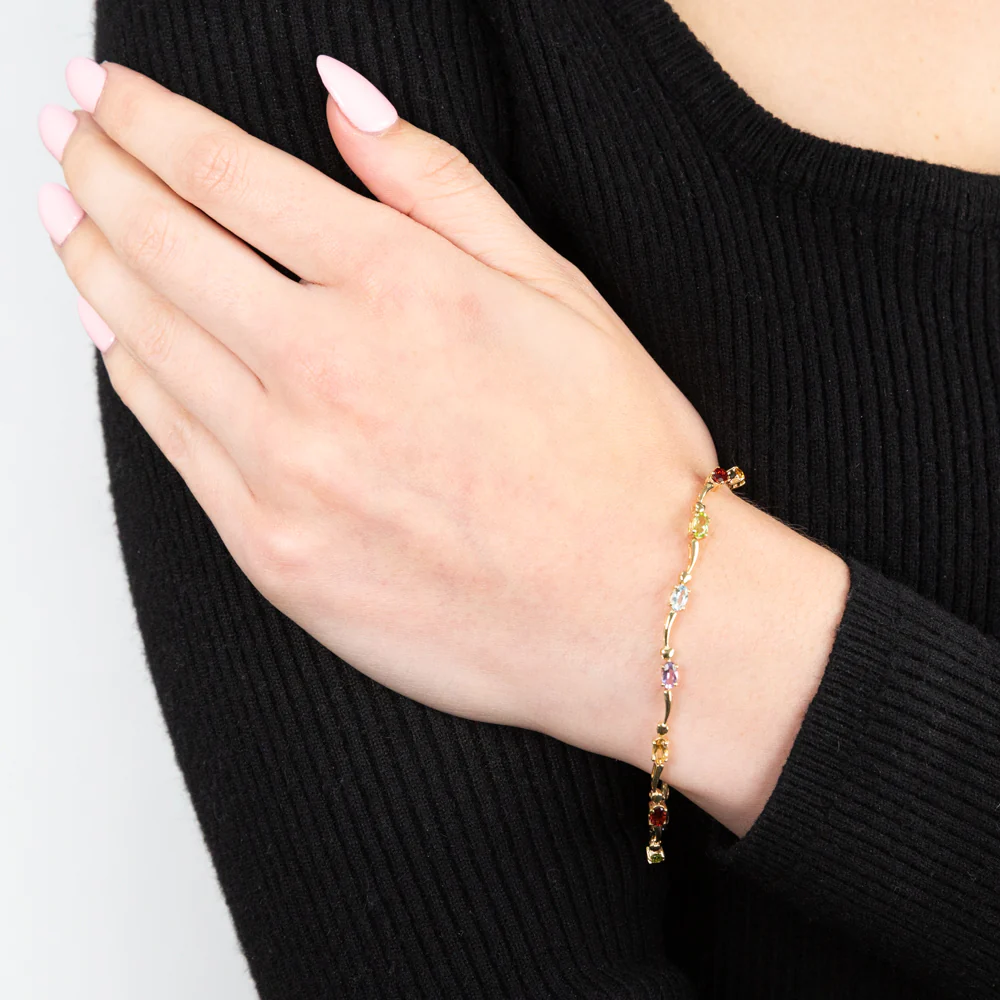 9ct Yellow Gold Multistone Wave 19cm Bracelet - Image 3