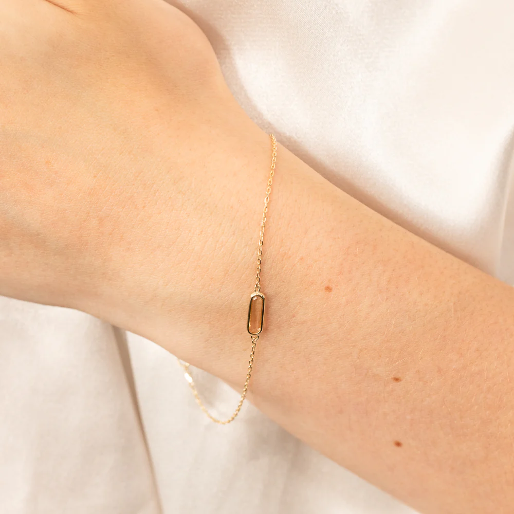 9ct Yellow Gold Natural Quartz 19cm Bracelet - Image 2
