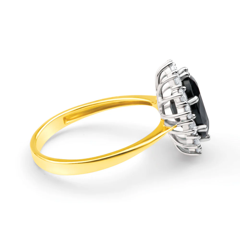 9ct Yellow Gold Natural Sapphire 2.50 Carat 9X7mm Oval with 0.50 Carat Diamonds Ring - Image 2