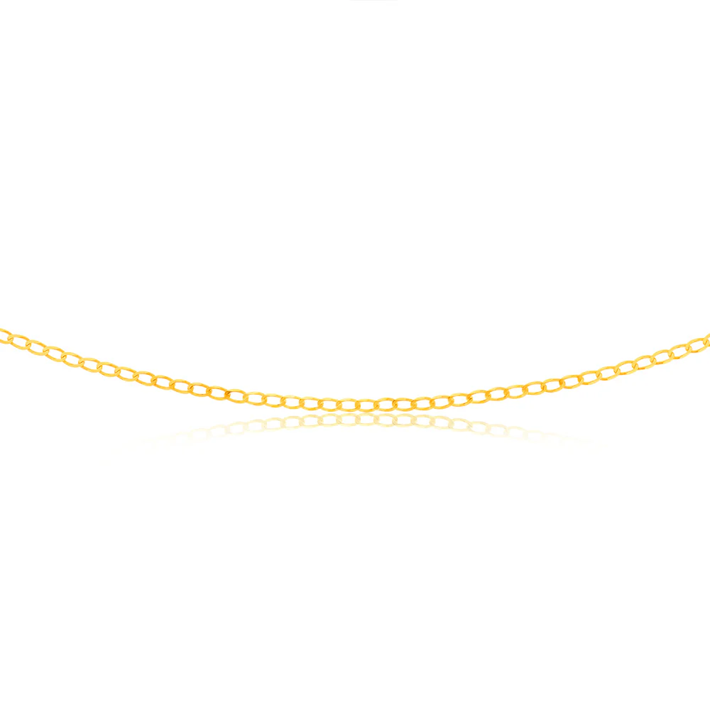 9ct Yellow Gold Open Curb 45cm Chain - Image 2