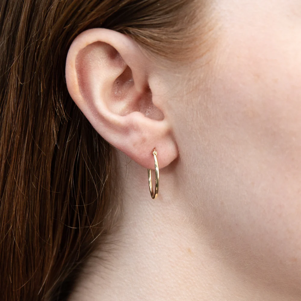 9ct Yellow Gold Oval Diamond Cut Lite Hoop Earrings - Image 2