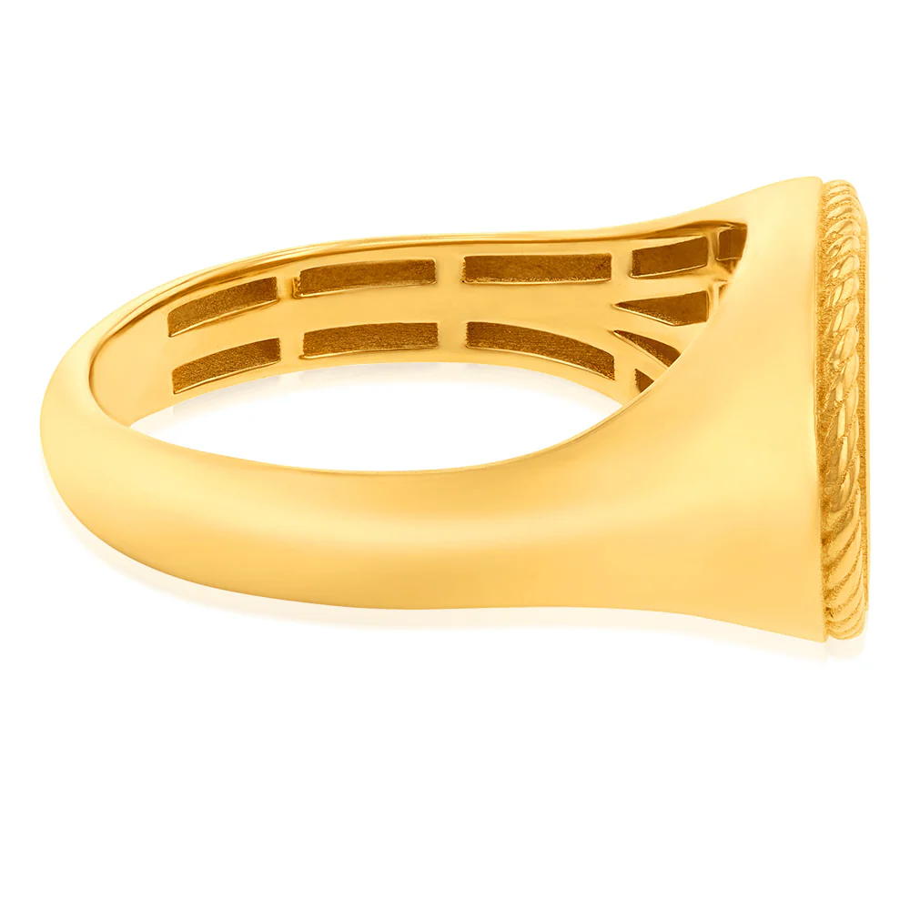 9ct Yellow Gold Oval Rope Edge Signet Ring - Image 2