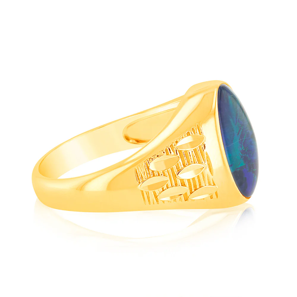 9ct Yellow Gold Oval Shaped Opal Ring - Image 2