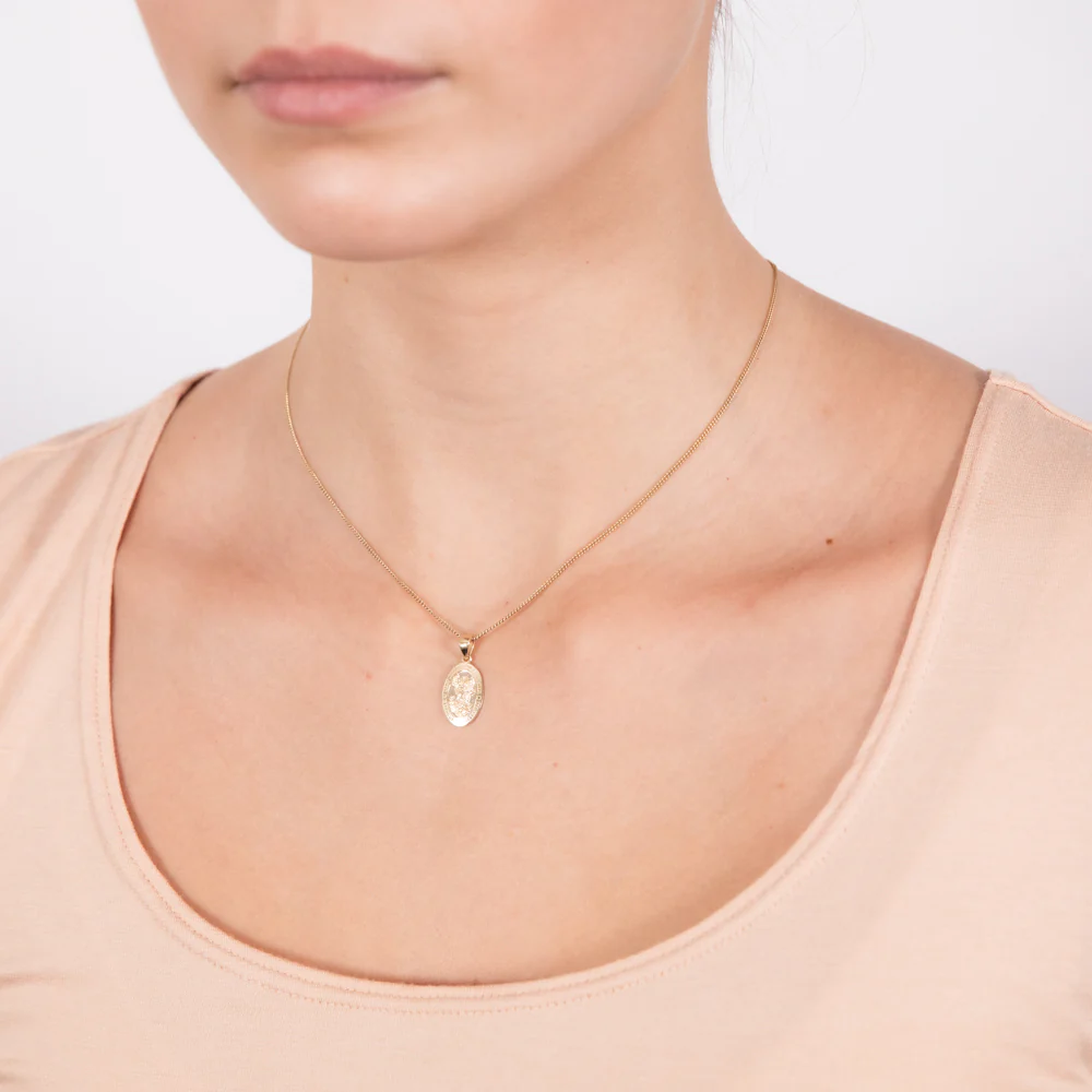 9ct Yellow Gold Oval St. Michael Medallion Pendant - Image 2