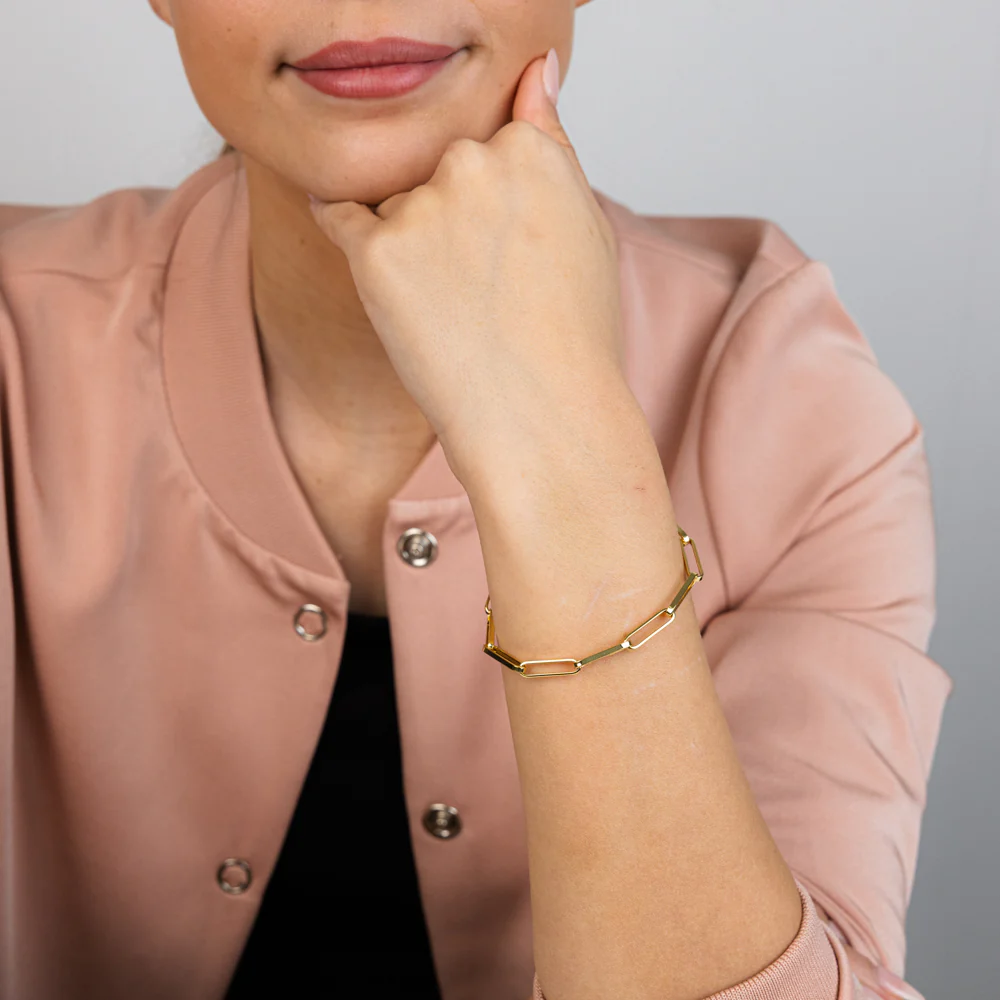 9ct Yellow Gold Paperclip 19cm Bracelet - Image 3