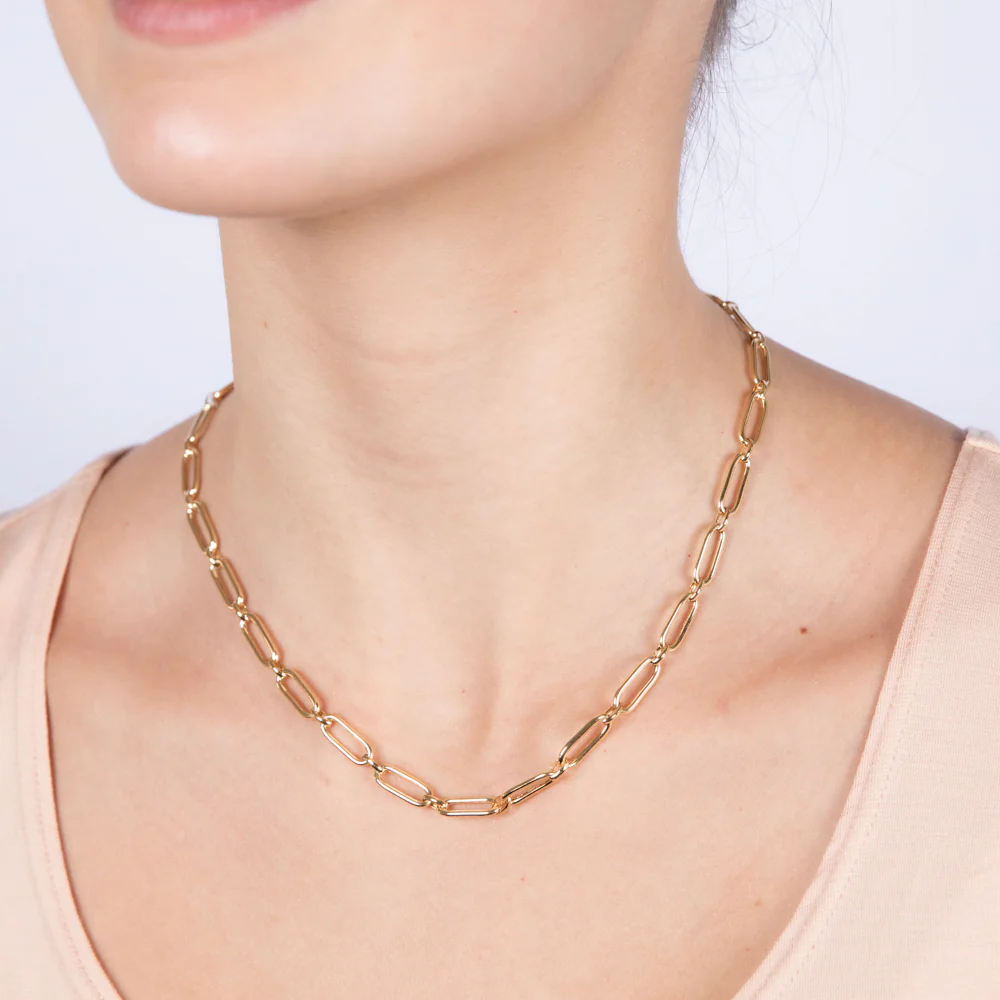 9ct Yellow Gold Paperclip 45cm Chain - Image 3