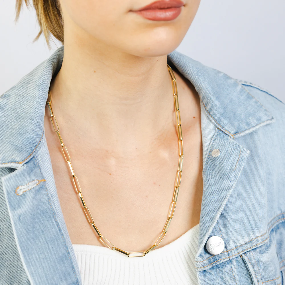 9ct Yellow Gold Paperclip 60cm Chain - Image 3