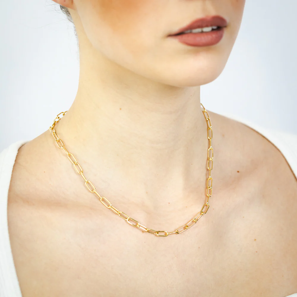 9ct Yellow Gold Paperclip Hollow 45cm Chain - Image 3