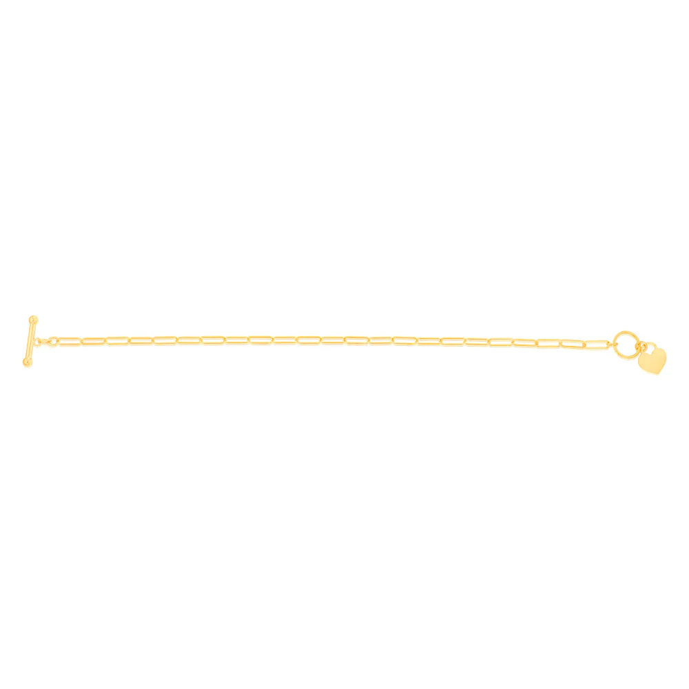 9ct Yellow Gold Paperclip Toggle Bar 19cm Bracelet - Image 2