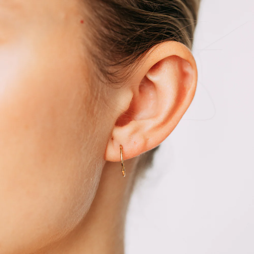 9ct Yellow Gold Patterned 12mm Sleeper Earrings - Image 2