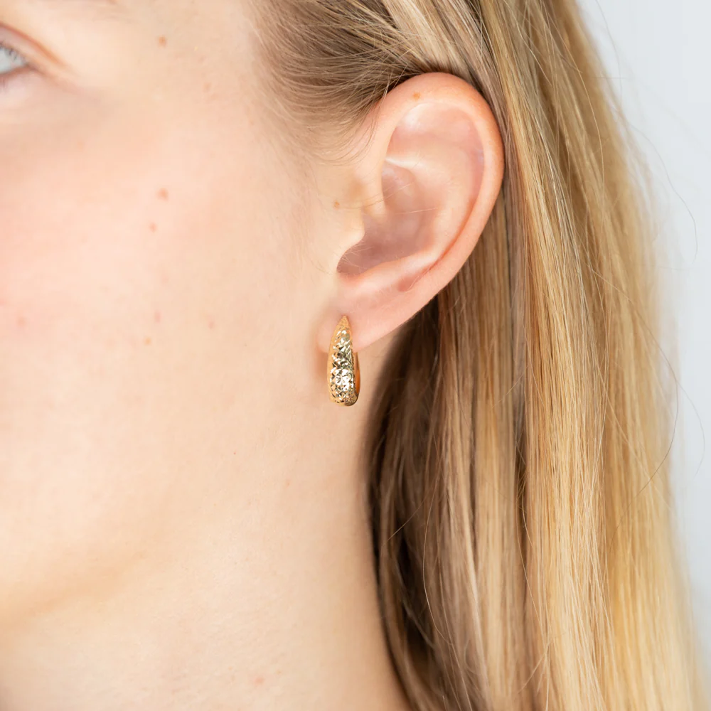 9ct Yellow Gold patterned 13mm Hoop - Image 2