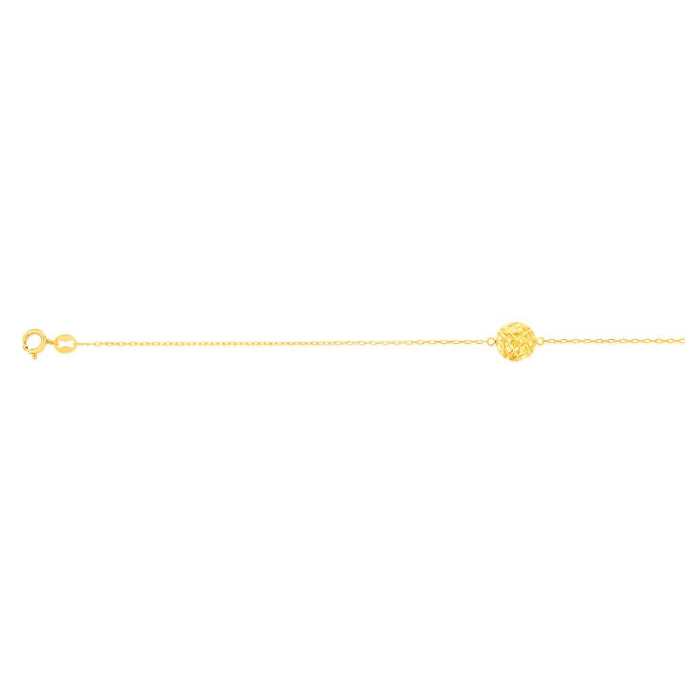 9ct Yellow Gold Patterned Round Disc 19cm Bracelet - Image 2